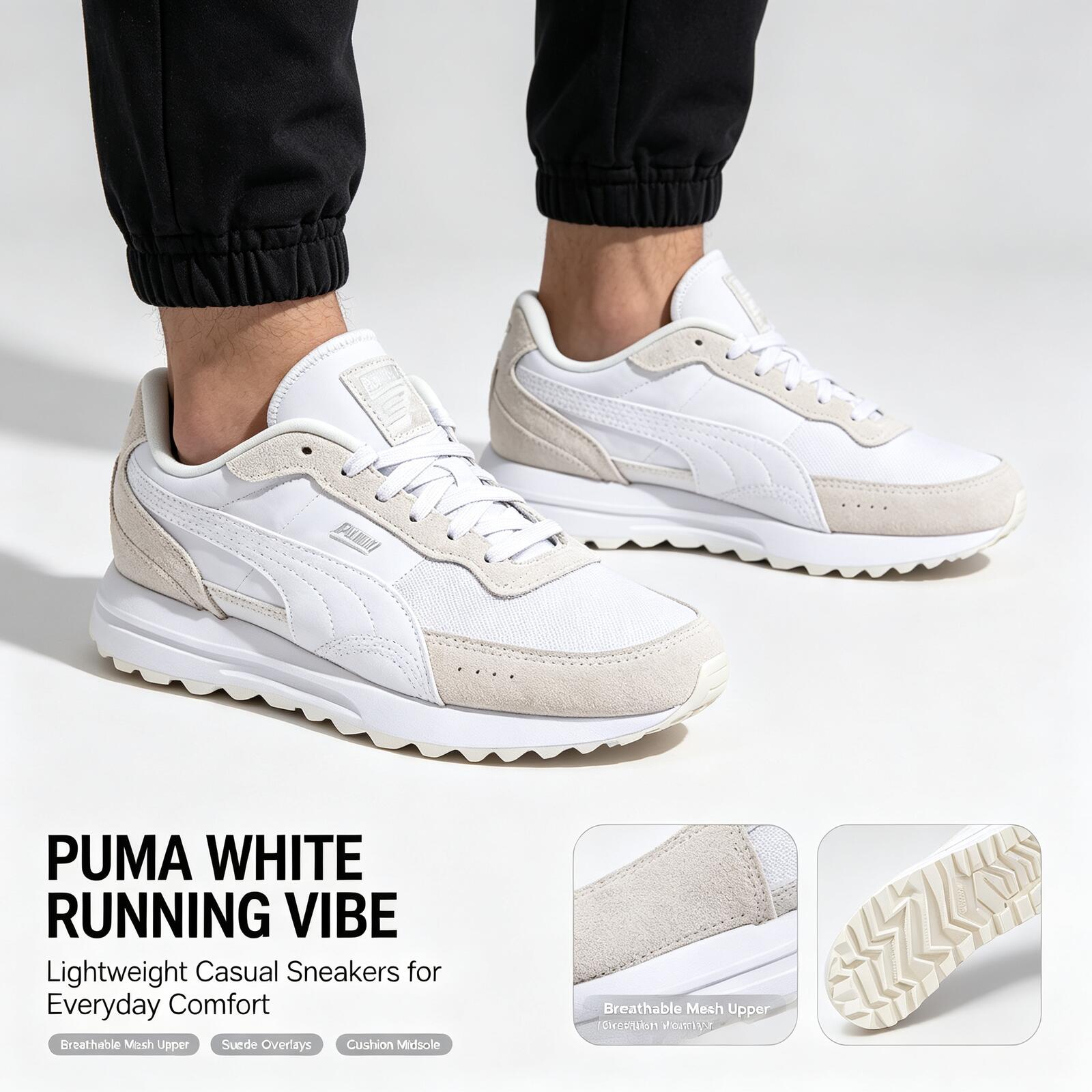 Women'S Shoes Puma Sneakers - New Hot Puma White Lightweight Running