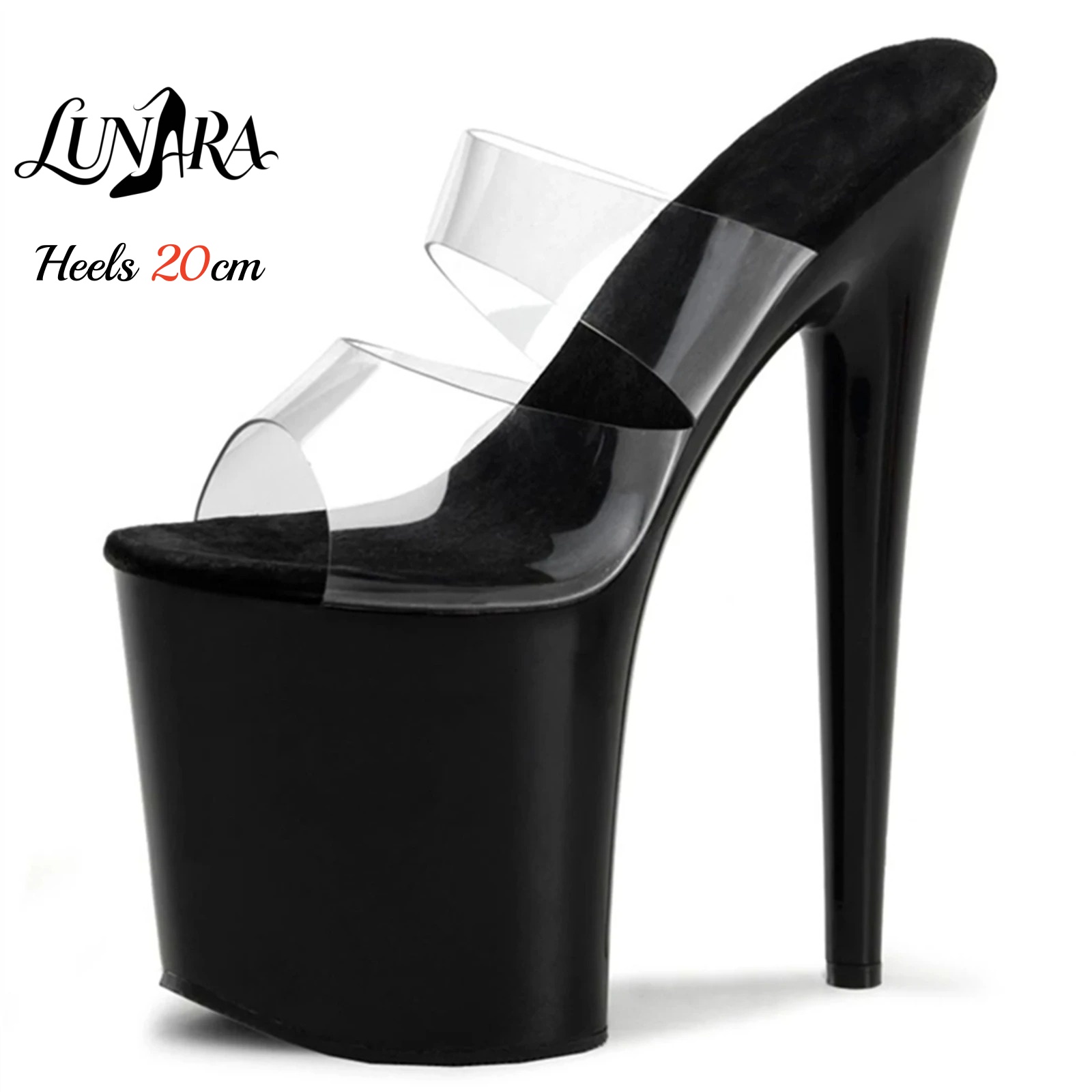 Strappy Heeled Sandals - 20cm Clear PVC Strappy Ultra High