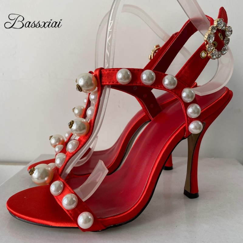 Pearl Bead Decor T-Strap Stile - đánh giá và giá Strappy Heeled Sandals