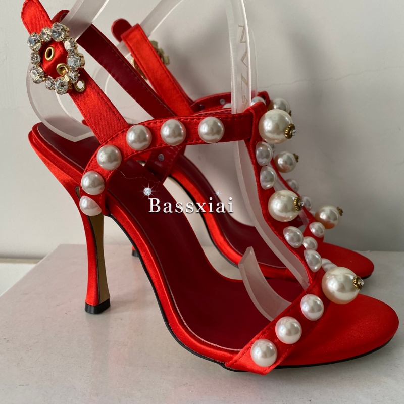 Pearl Bead Decor T-Strap Stile - đánh giá và giá Strappy Heeled Sandals