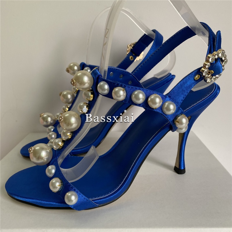 Pearl Bead Decor T-Strap Stile - đánh giá và giá Strappy Heeled Sandals