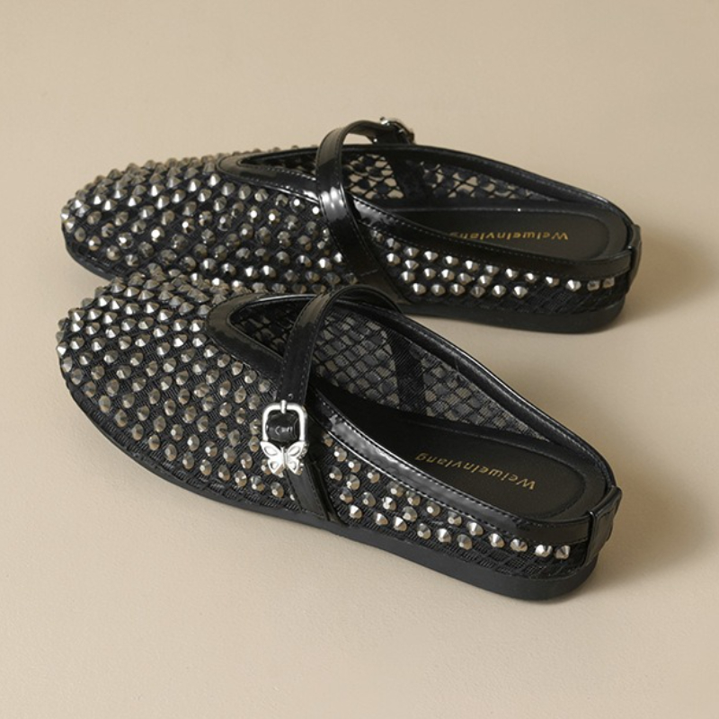 Mesh Rhinestone Brand Slippers - đánh giá và giá Mule Slip On
