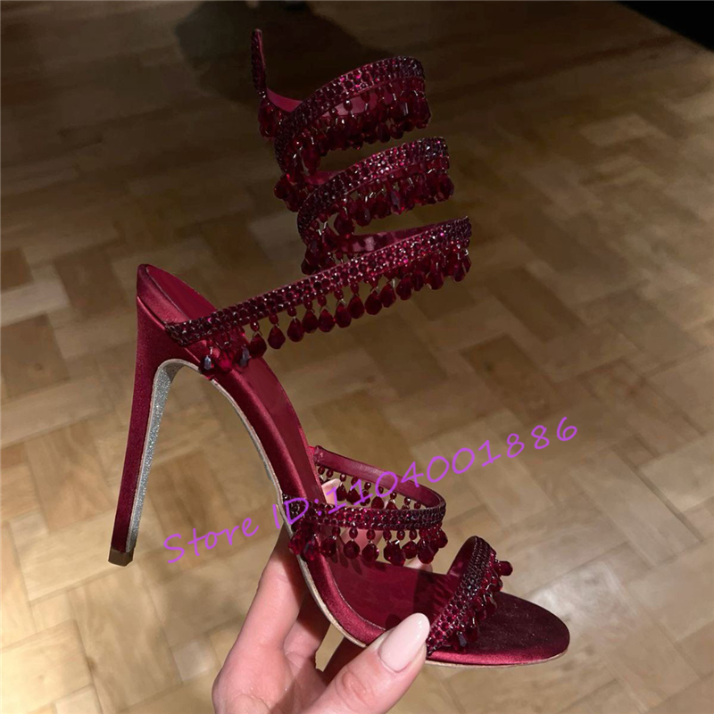Rhinestone Snake Shape Ankle S - đánh giá và giá Strappy Heeled Sandals