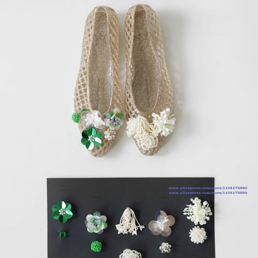 Glitter Gold Hollow Jelly Flat - đánh giá và giá Jelly Sandal Women