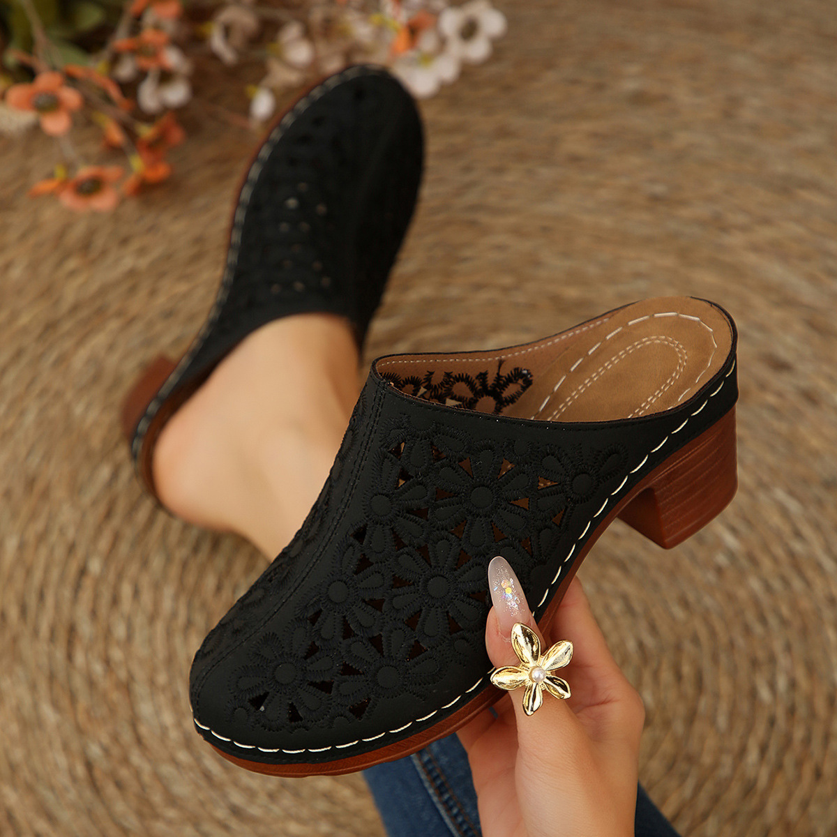 Women Floral Cutout Mules Clog - đánh giá và giá Women'S Shoes Clogs