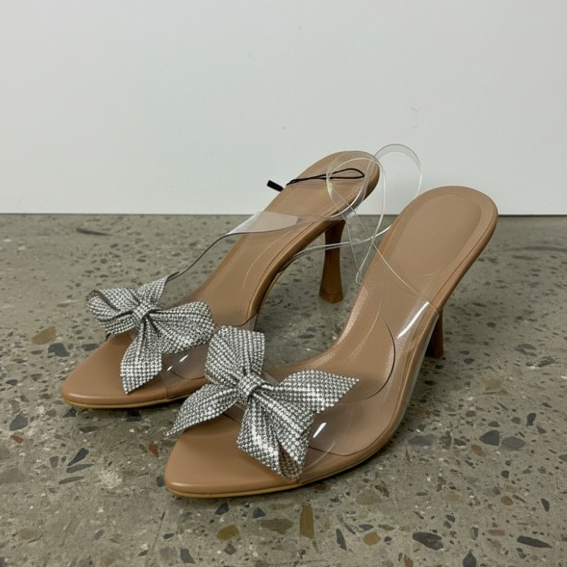 Clear PVC Rhinestone Bow Heels - đánh giá và giá Jelly Sandal Women