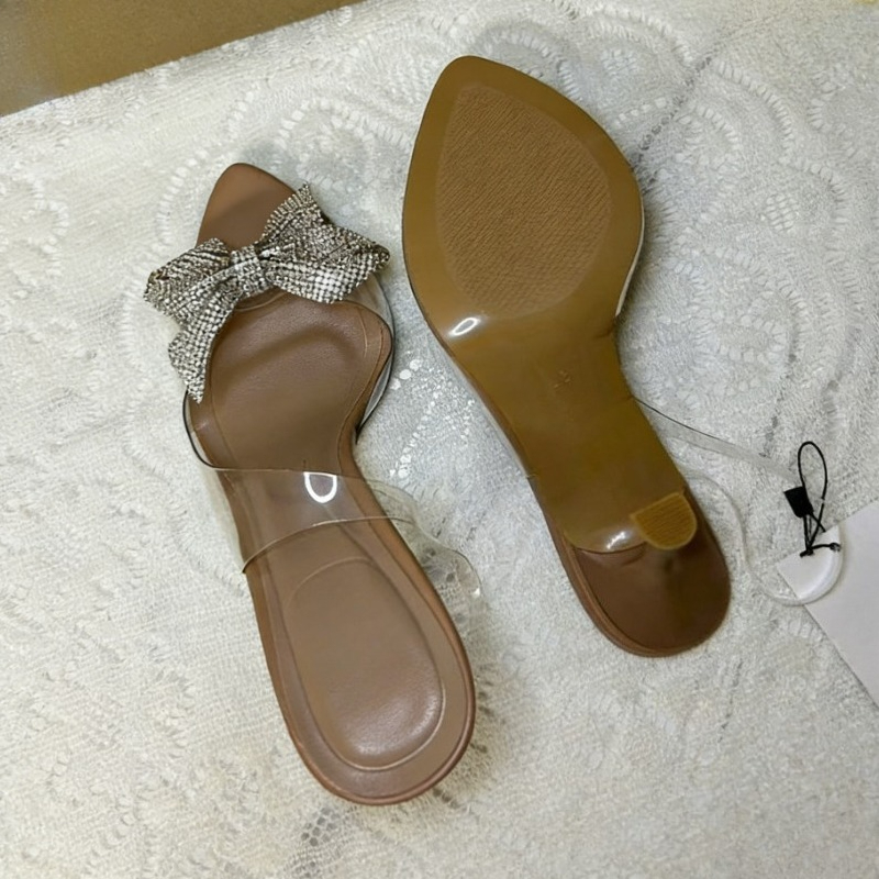 Clear PVC Rhinestone Bow Heels - đánh giá và giá Jelly Sandal Women