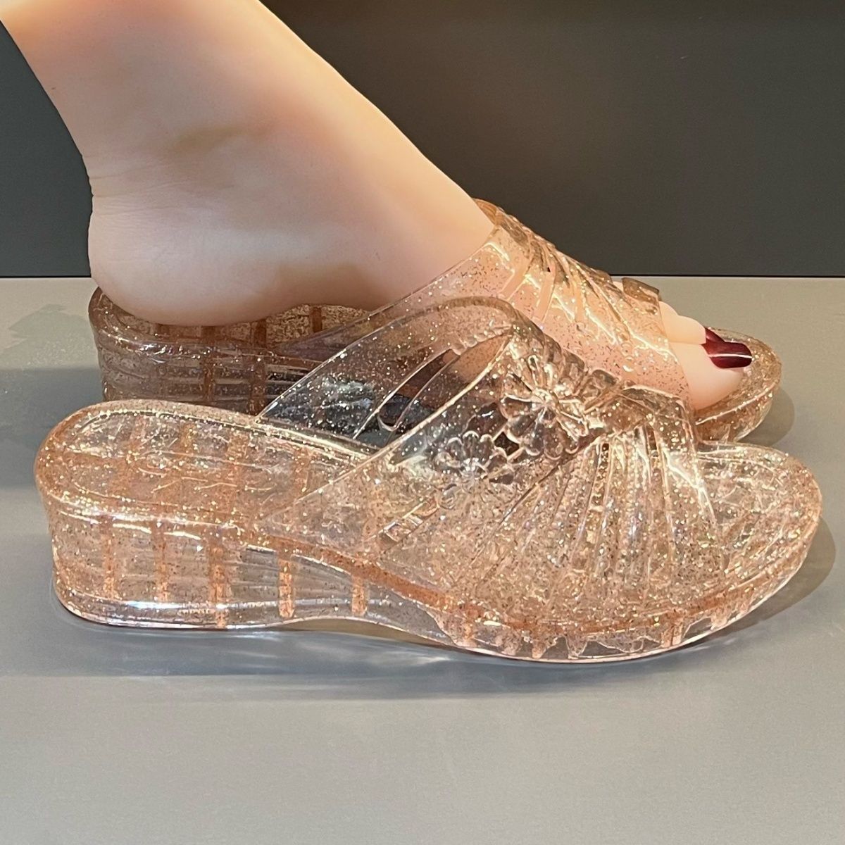 WFashion Purple Glitter Jelly  - đánh giá và giá Jelly Sandal Women