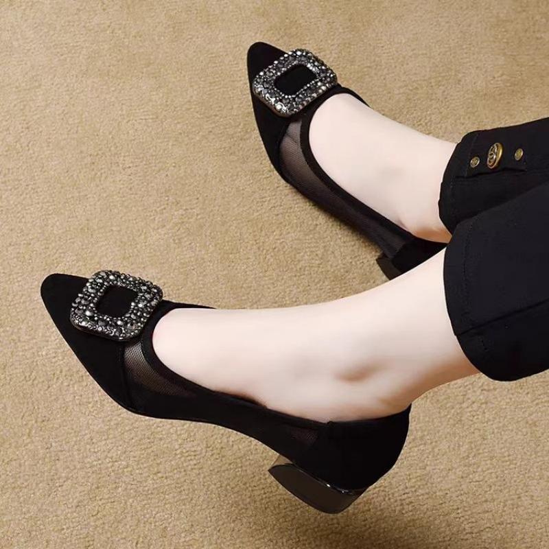 Elegant Pointed Toe Mesh Block - đánh giá và giá Slingback Pumps Women